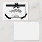Zwart lint na begrafenis bedankkaart notitiekaartje (Voorkant / Achterkant)