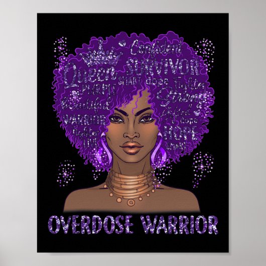 Zwart Lint Paarse Overdosis Warrior Awareness GI Poster (Voorkant)