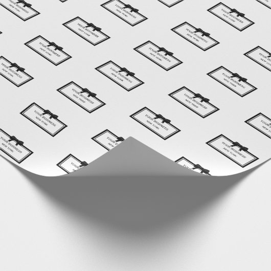 Zwart lint zakelijk logo inpakpapier Custom Chic (Hoek)