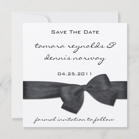 Zwart lint zilver metallisch sparen de datum save the date (Voorkant)