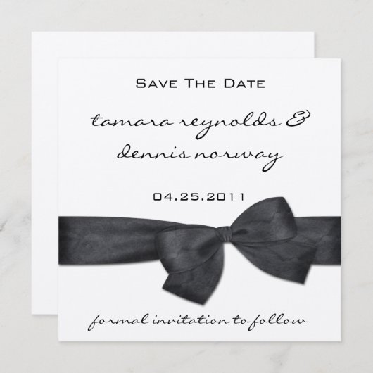 Zwart lint zilver metallisch sparen de datum save the date (Voorkant / Achterkant)