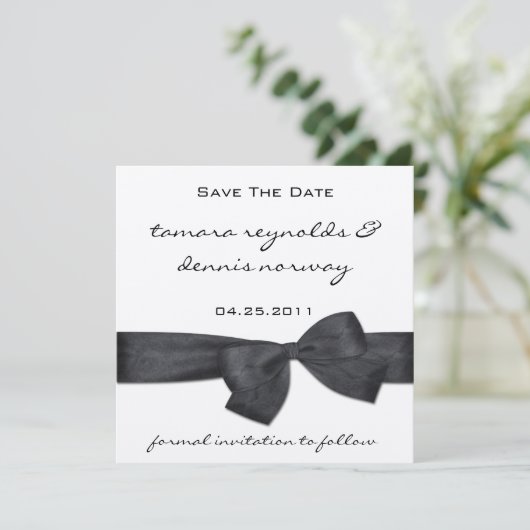 Zwart lint zilver metallisch sparen de datum save the date (Staand voorkant)