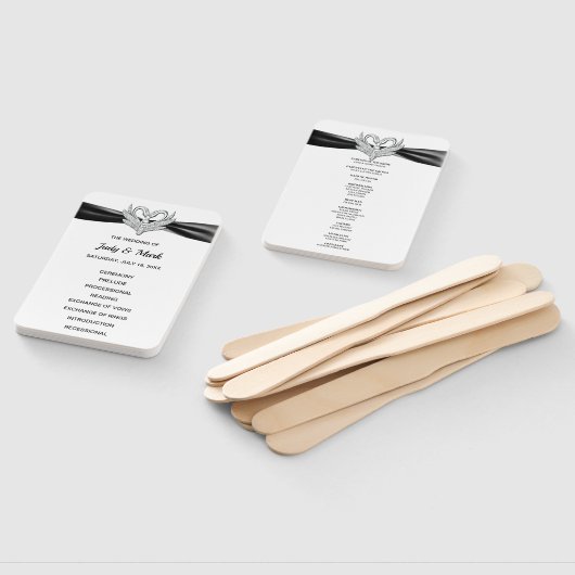 Zwart lint zilveren zwaan bruiloft programma fans handwaaier (Niet-gemonteerd)