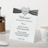 Zwart Lint Zilveren Zwanen Bruiloft Veiligheid Reclamebord Met Voetstuk (Insitu)