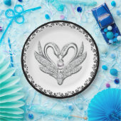 Zwart lint zilveren zwanen papier Bord (Feest)