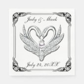 Zwart lint zilveren zwanenpapier servetten (Voorkant)