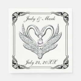 Zwart lint zilveren zwanenpapier servetten