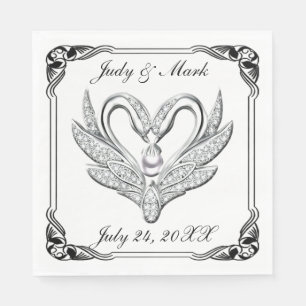 Zwart lint zilveren zwanenpapier servetten