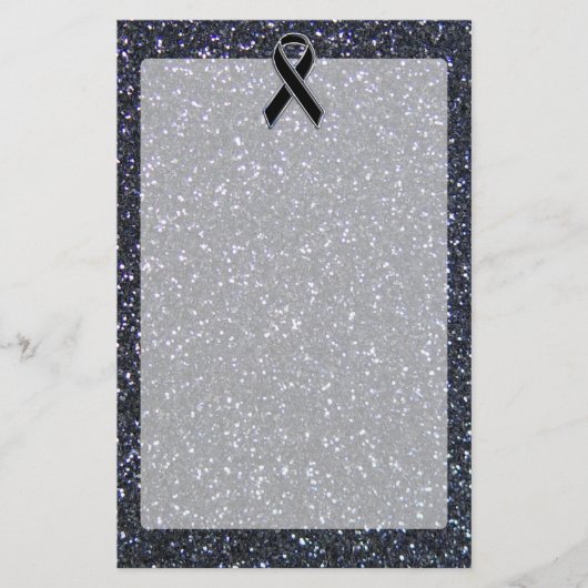 Zwart lintbewustmakingsaccentdecor briefpapier (Voorkant)