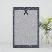 Zwart lintbewustmakingsaccentdecor briefpapier (Staand voorkant)