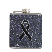 Zwart lintbewustmakingsaccentdecor heupfles (Voorkant)