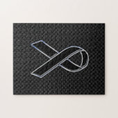 Zwart lintbewustzijn koolstofvezeldecor legpuzzel (Horizontaal)