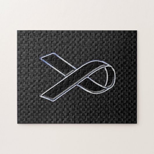 Zwart lintbewustzijn koolstofvezeldecor legpuzzel (Horizontaal)