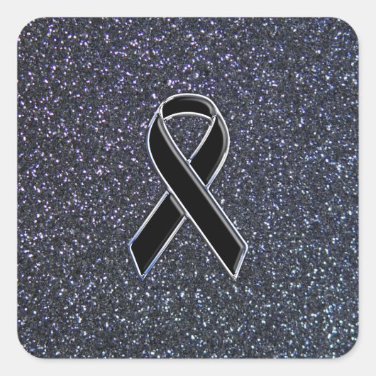 Zwart lintdecor vierkante sticker (Voorkant)