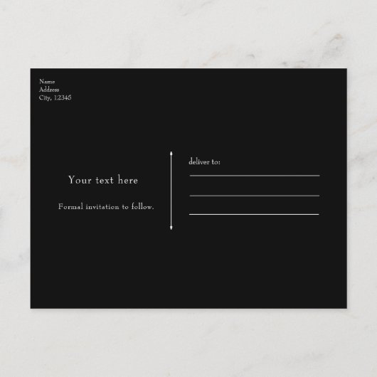 Zwart lintje en rode roze legant sparen de datum aankondigingskaart (Achterkant)