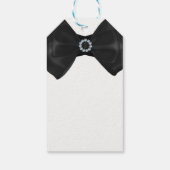 Zwart lintkoolstof Bow & diamanten Elegant Chic Gl Cadeaulabel (Achterkant)