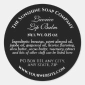 Zwart lipbalsem tin label (Voorkant)