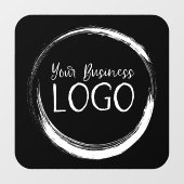 Zwart logo afgeronde hoek vierkant raamsticker (Vel)