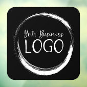 Zwart logo afgeronde hoek vierkant raamsticker (Vel 3)