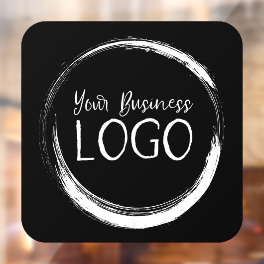 Zwart logo afgeronde hoek vierkant raamsticker (Vel 2)