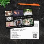 Zwart Logo Collage Profielfotograaf QR Flyer<br><div class="desc">Marketingfolder voor een professionele fotograaf gepersonaliseerd met jouw foto's,  logo's,  contactgegevens,  aangepaste tekst en QR-code. Zwarte flyer voor promotie met foto collage voor jouw kleine bedrijf gedrukt met foto's uit jouw portfolio,  jouw logo en aan de achterkant jouw contactgegevens,  QR-code en meer.</div>
