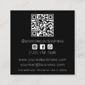 Zwart Logo, eenvoudig klein vierkant Visitekaartje (Achterkant)