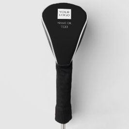 Zwart logo golf driver met bedrijfslogo golfheadcover
