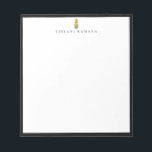 Zwart Logo goudananas Lijst Notitieblok<br><div class="desc">Elegant faux Gold folie ananas logo met zwart lijst,  gepersonaliseerd met naam,  notitieblok. De de doopvontstijl en kleur van de tekst kunnen worden aangepast.</div>