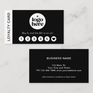 Zwart Logo Moderne Professionele Loyaltykaart Visitekaartje