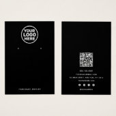 Zwart Logo Oorbel Display Houder QR Code Visitekaartje (Voorkant /achterkant)