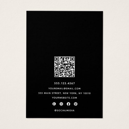 Zwart Logo Oorbel Display Houder QR Code Visitekaartje (Achterkant)