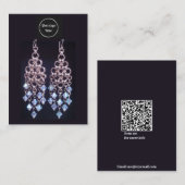 Zwart Logo Oorbel Display Kaart Visitekaartje (Voorkant / Achterkant)