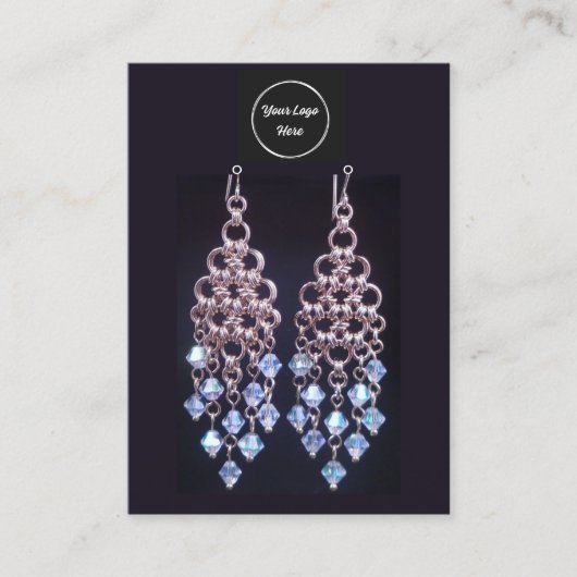 Zwart Logo Oorbel Display Kaart Visitekaartje (Voorkant)