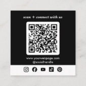 Zwart Logo QR Code Aangepaste Sociale Media Vierkante Visitekaartje (Voorkant)