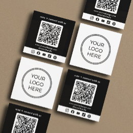 Zwart Logo QR Code Aangepaste Sociale Media Vierkante Visitekaartje