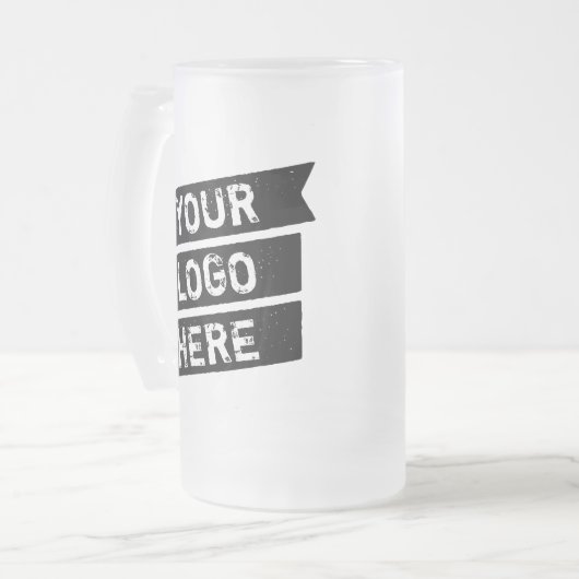 zwart Logo Simple Triple Ribbon Jouw naam Matglas Bierpul (Voorkant links)