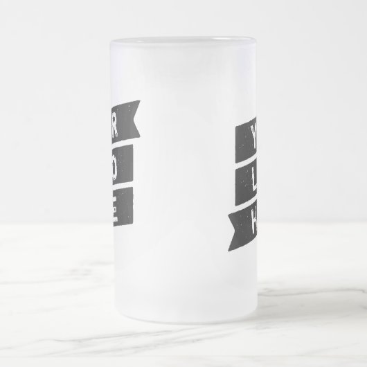 zwart Logo Simple Triple Ribbon Jouw naam Matglas Bierpul (Center)