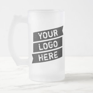 zwart Logo Simple Triple Ribbon Jouw naam Matglas Bierpul