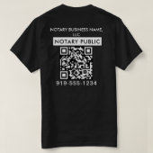 Zwart Logo voegt QR bevorderend Notarispersoneel t T-shirt (Design achterkant)