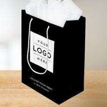 Zwart logo winkelzak met bedrijfslogo