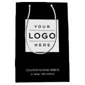Zwart logo winkelzak met bedrijfslogo medium cadeauzakje (Voorkant)