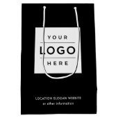 Zwart logo winkelzak met bedrijfslogo medium cadeauzakje (Achterkant)