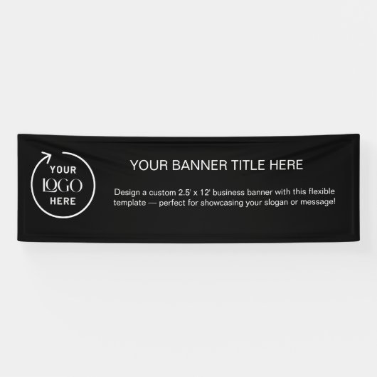 Zwart Logo | Zakelijk Modern Professioneel 2,5m Spandoek (Horizontaal)