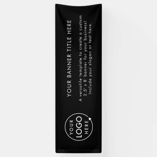 Zwart logo | Zakelijk modern professioneel 8' Spandoek (Verticaal)