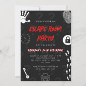 Zwart Los de Mystery Escape Room Verjaardagsfeest  Kaart (Voorkant)