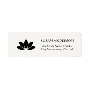 Zwart Lotus Flower Address Label