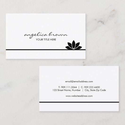 Zwart Lotus Flower Visitekaartje (Voorkant / Achterkant)