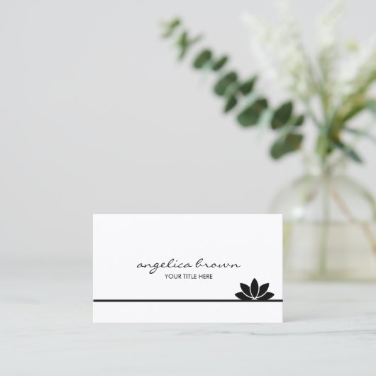 Zwart Lotus Flower Visitekaartje (Staand voorkant)