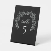 Zwart Luxe Classic Botanical Crest Tafel Reclamebord Met Voetstuk (Voorkant)