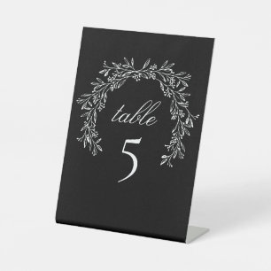 Zwart Luxe Classic Botanical Crest Tafel Reclamebord Met Voetstuk